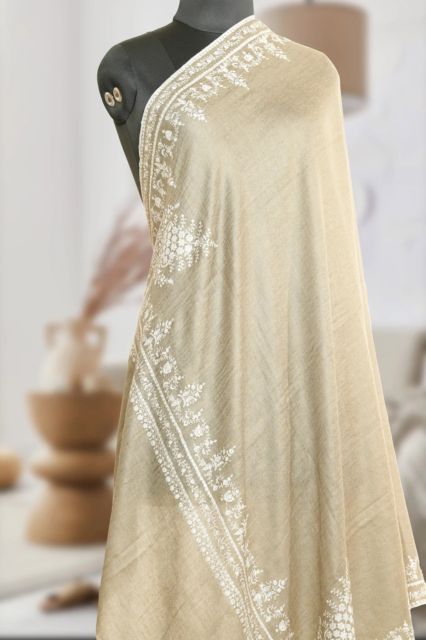 Belgium Toosh with Sozni Embroidery Border