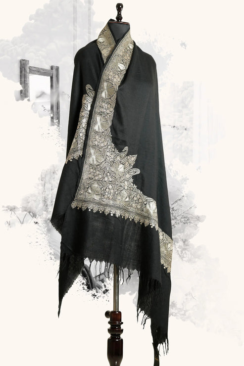 Black Tilla Border Shawl
