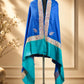 Double Shaded Blue and Teal Shawl with Tilla Border