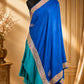 Double Shaded Blue and Teal Shawl with Tilla Border