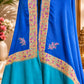 Double Shaded Blue and Teal Shawl with Tilla Border