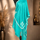 Firozi Pashmina Shawl with  Silver Tilla Embroidery