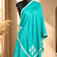 Firozi Pashmina Shawl with  Silver Tilla Embroidery