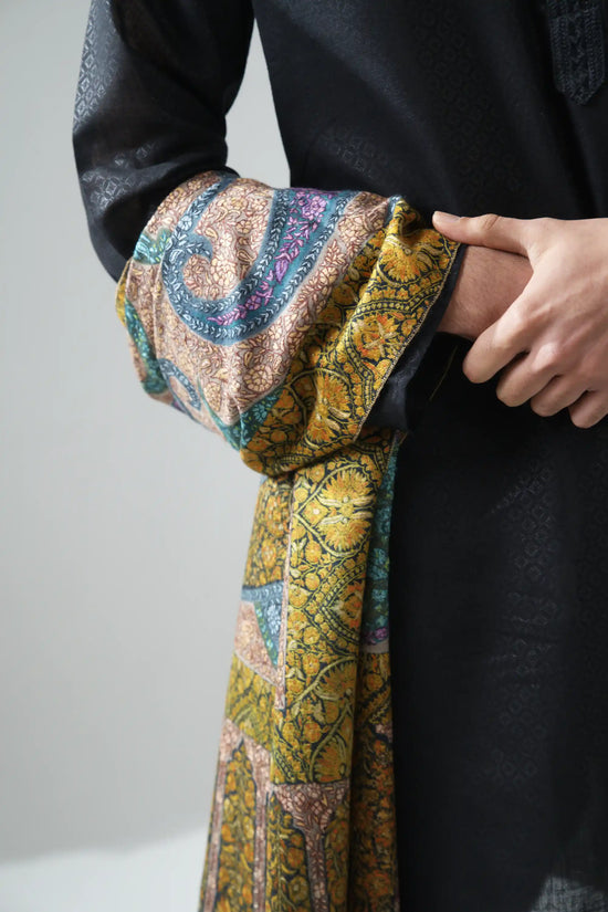 Kalamkari Shawl with Sozni Embroidery