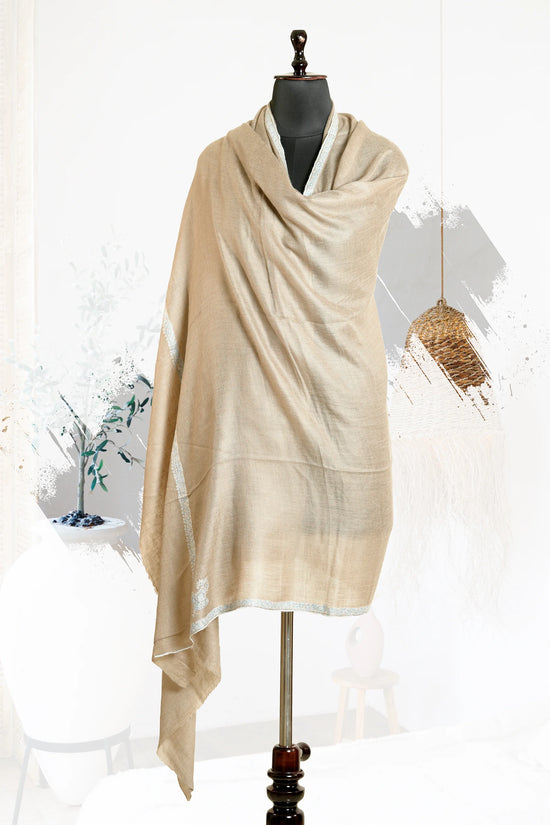 Men's Natural Color Belgium Toosh Shawl  with Sozni Border