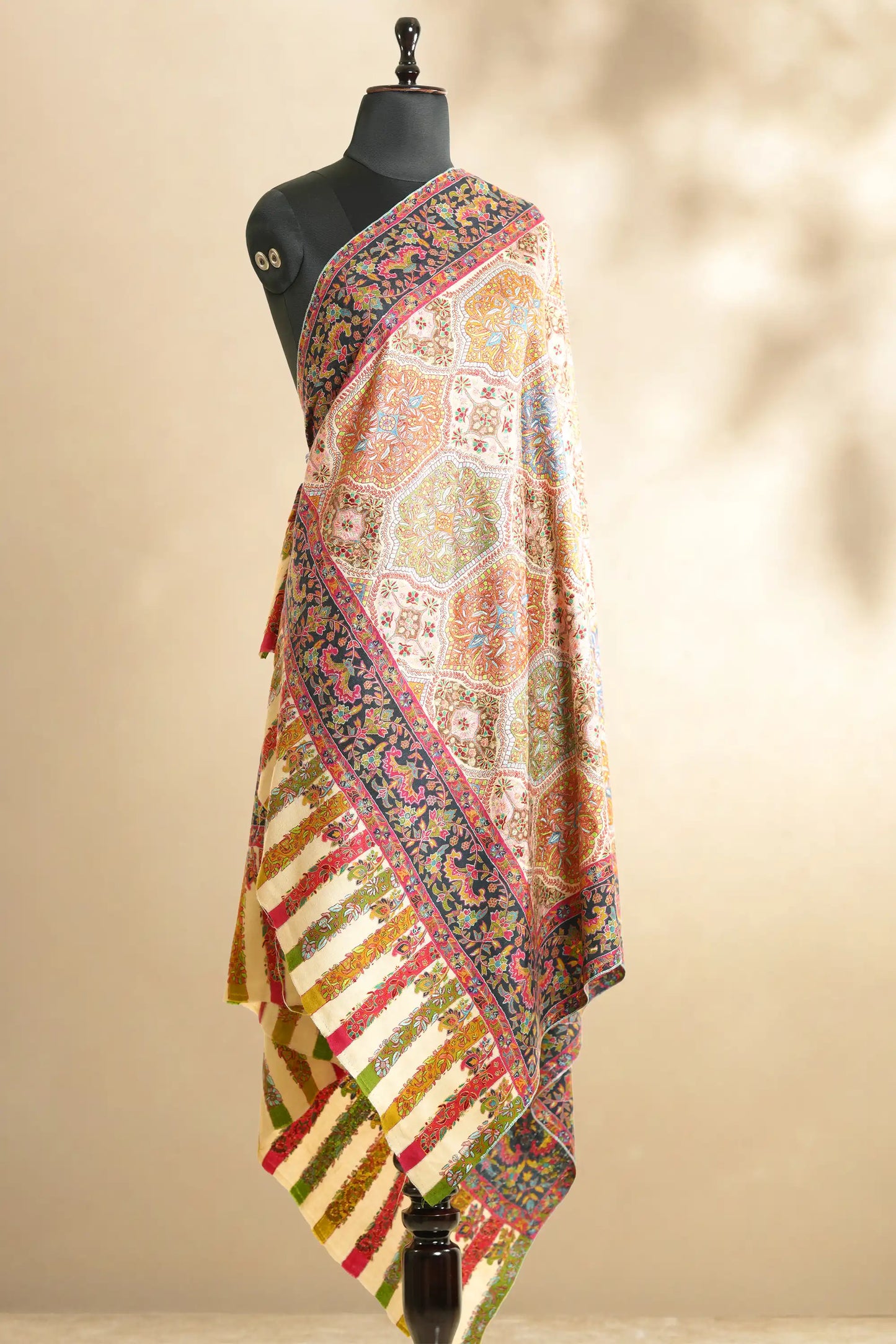 Pashmina Jamawar Shawl with Kalamkari Border