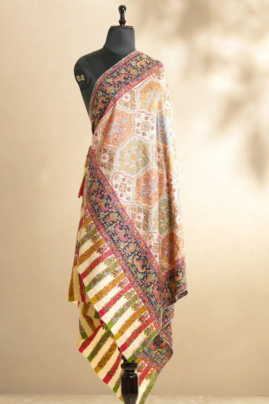 Pashmina Jamawar Shawl with Kalamkari Border