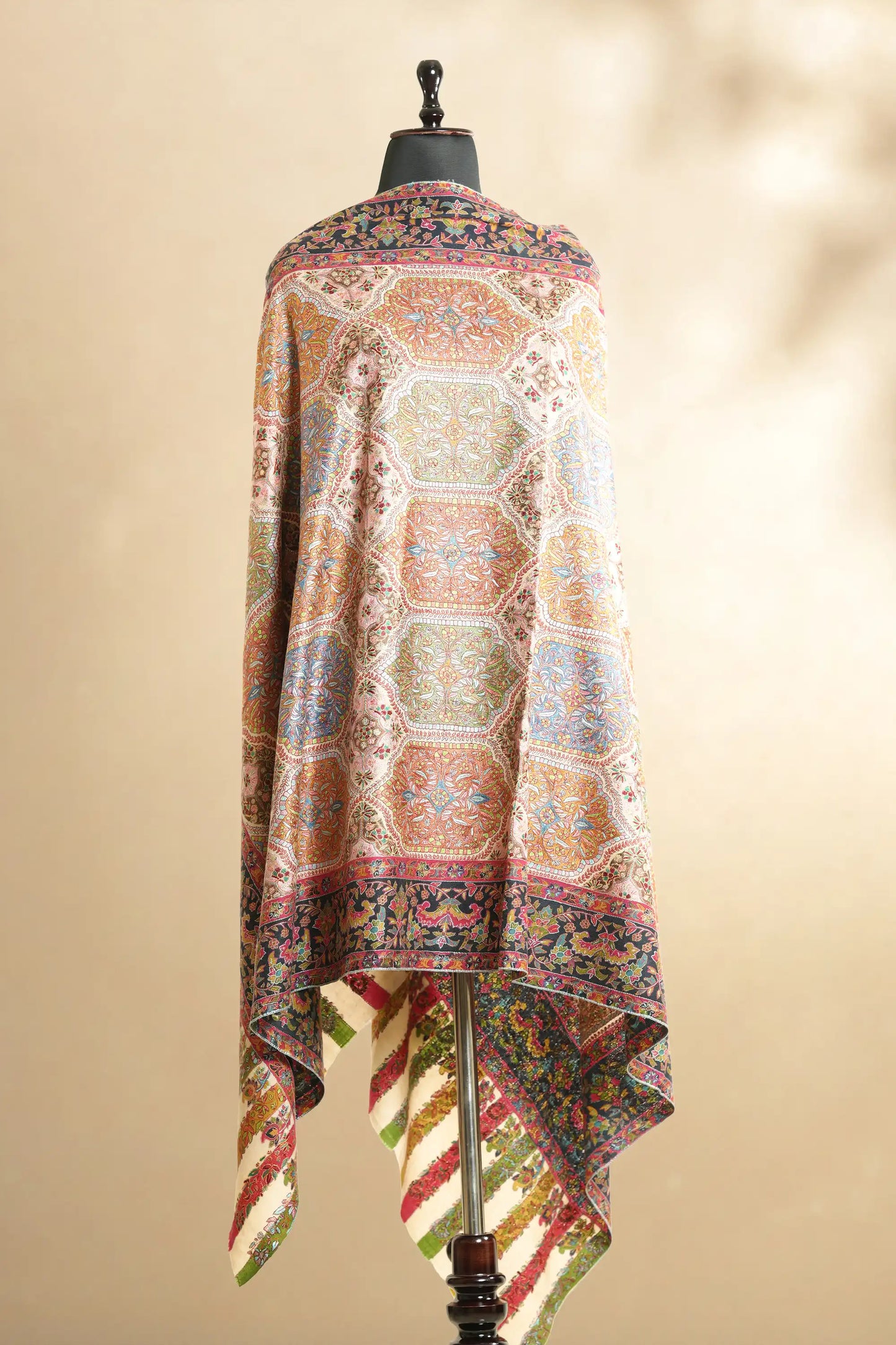 Pashmina Jamawar Shawl with Kalamkari Border
