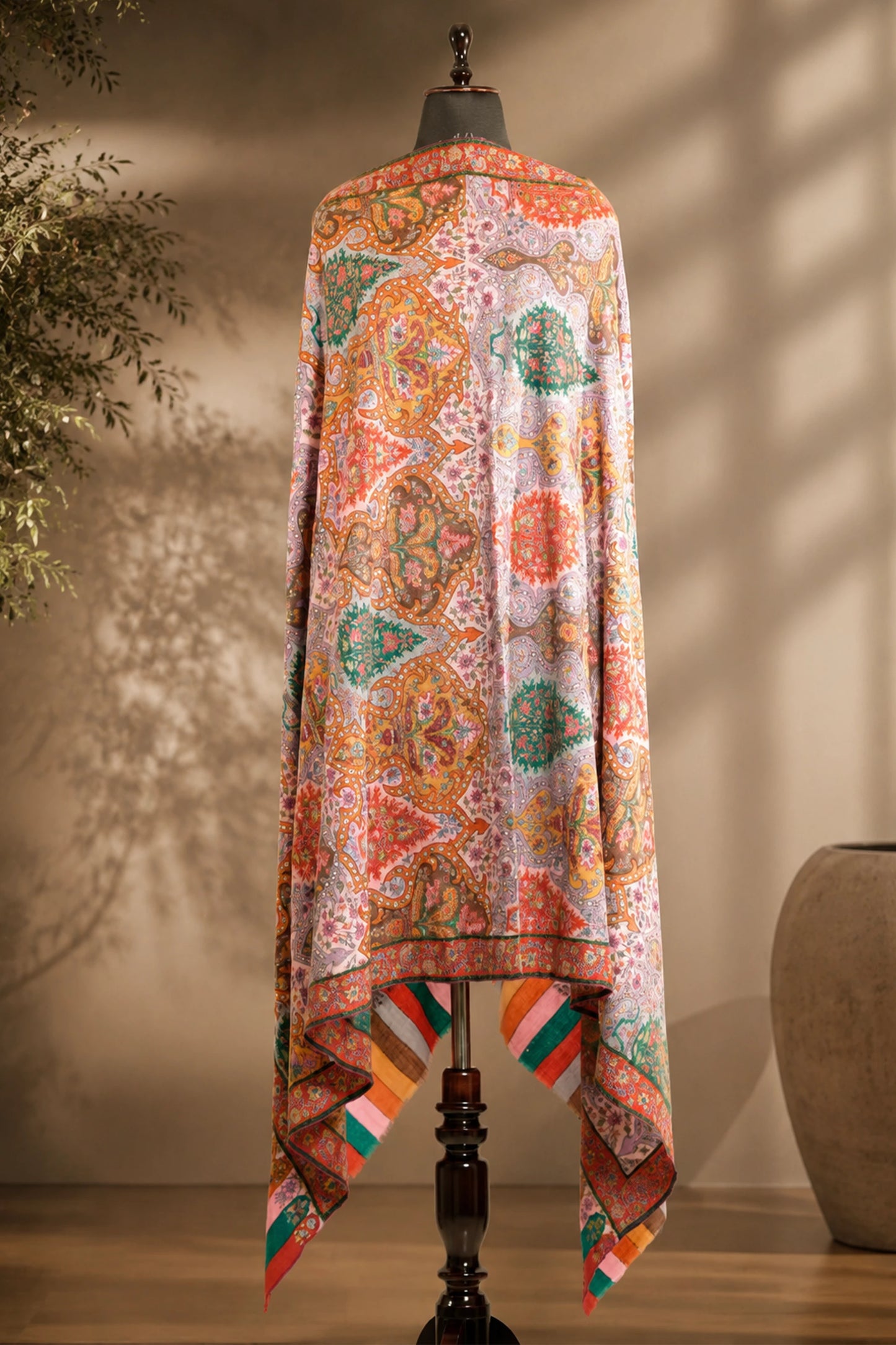 Kalamkari Silken Sozni Jamawar Shawl(A)