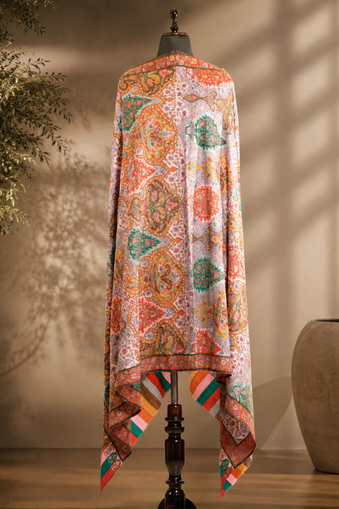Kalamkari Silken Sozni Jamawar Shawl(A)