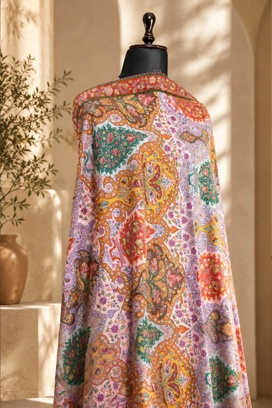Kalamkari Silken Sozni Jamawar Shawl(A)
