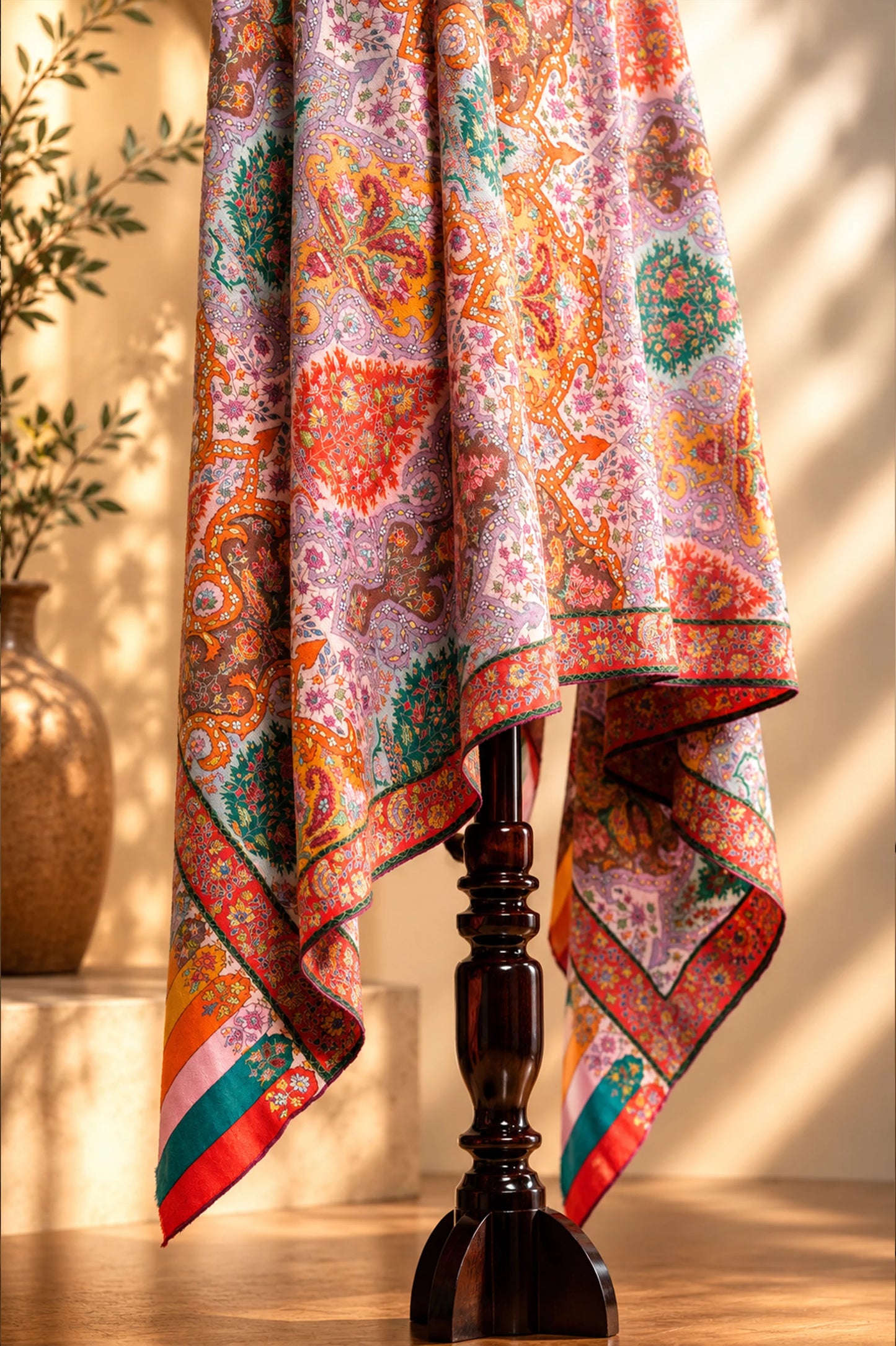 Kalamkari Silken Sozni Jamawar Shawl(A)