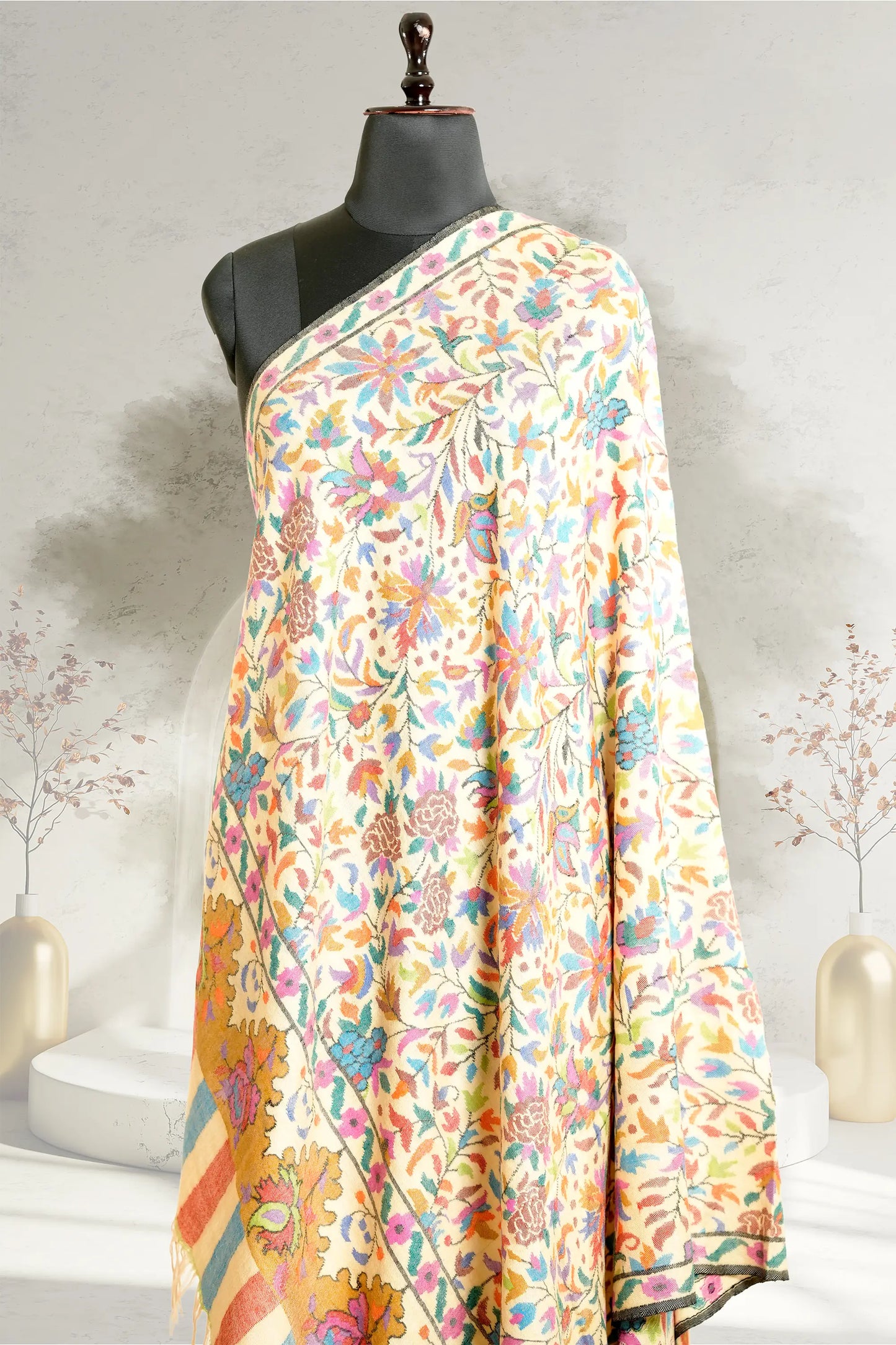 Butter Yellow Kani Shawl