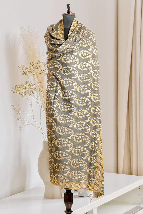 Men's Charcoal Grey Kani Shawl with Zari Details