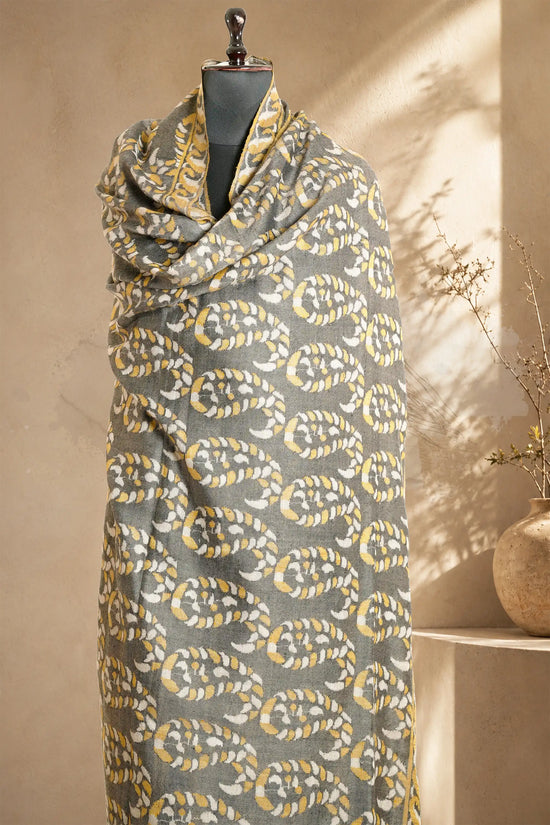 Men's Charcoal Grey Kani Shawl with Zari Details