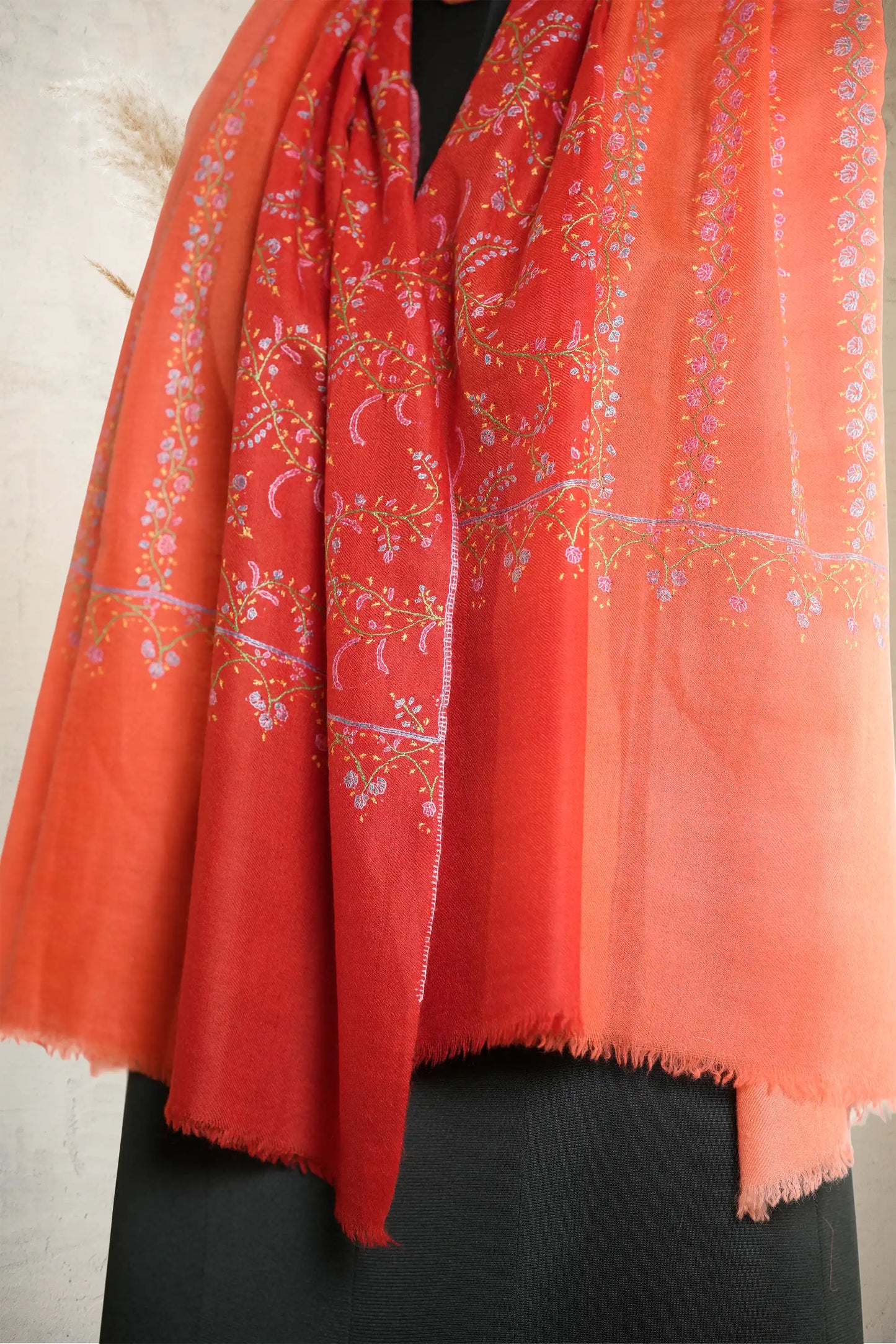 Ombre Shaded Stole with Sozni Work