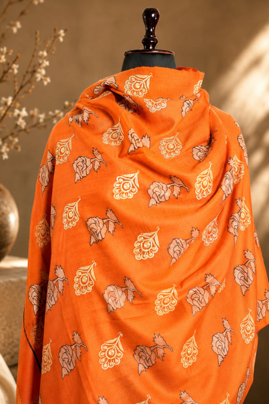 Orange Kani Shawl with Tilla Bootis
