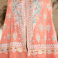Peach Tilla Jaal Shawl with Sozni Highlights