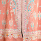 Peach Tilla Jaal Shawl with Sozni Highlights