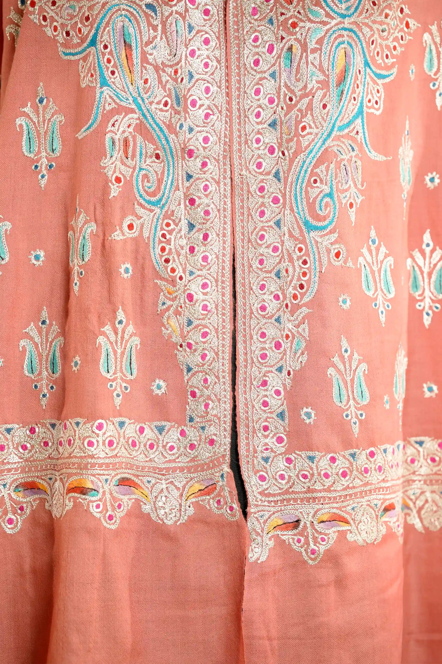 Peach Tilla Jaal Shawl with Sozni Highlights
