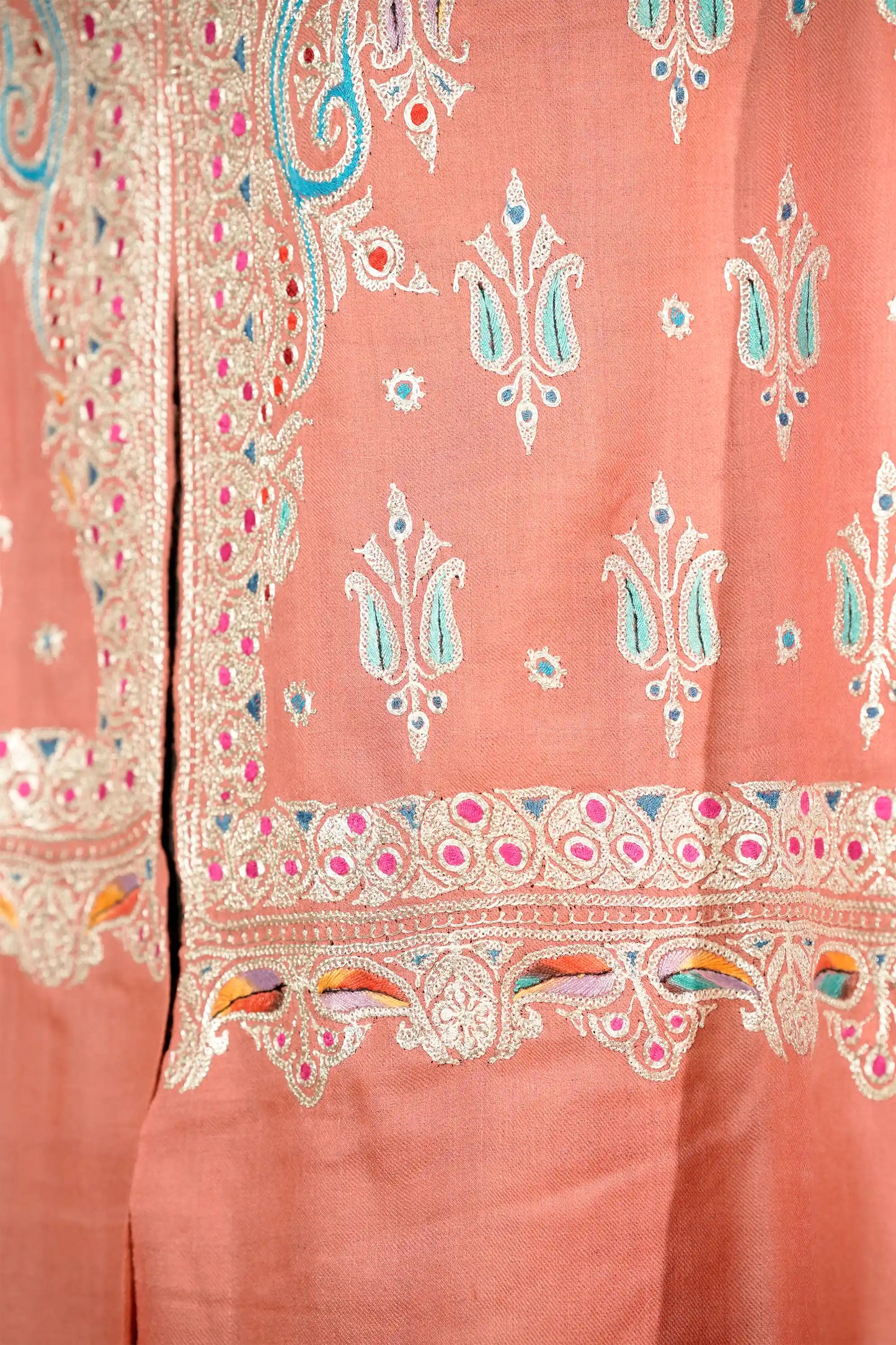 Peach Tilla Jaal Shawl with Sozni Highlights