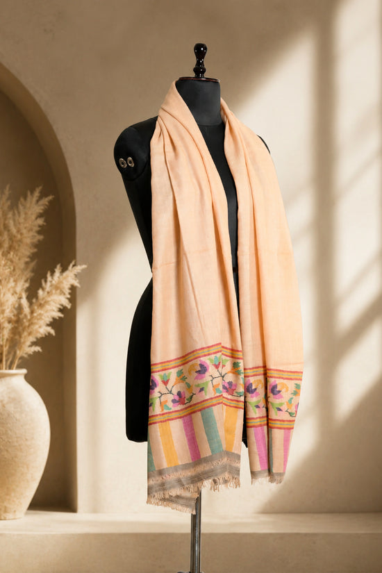 Peach Stole with Kani Border