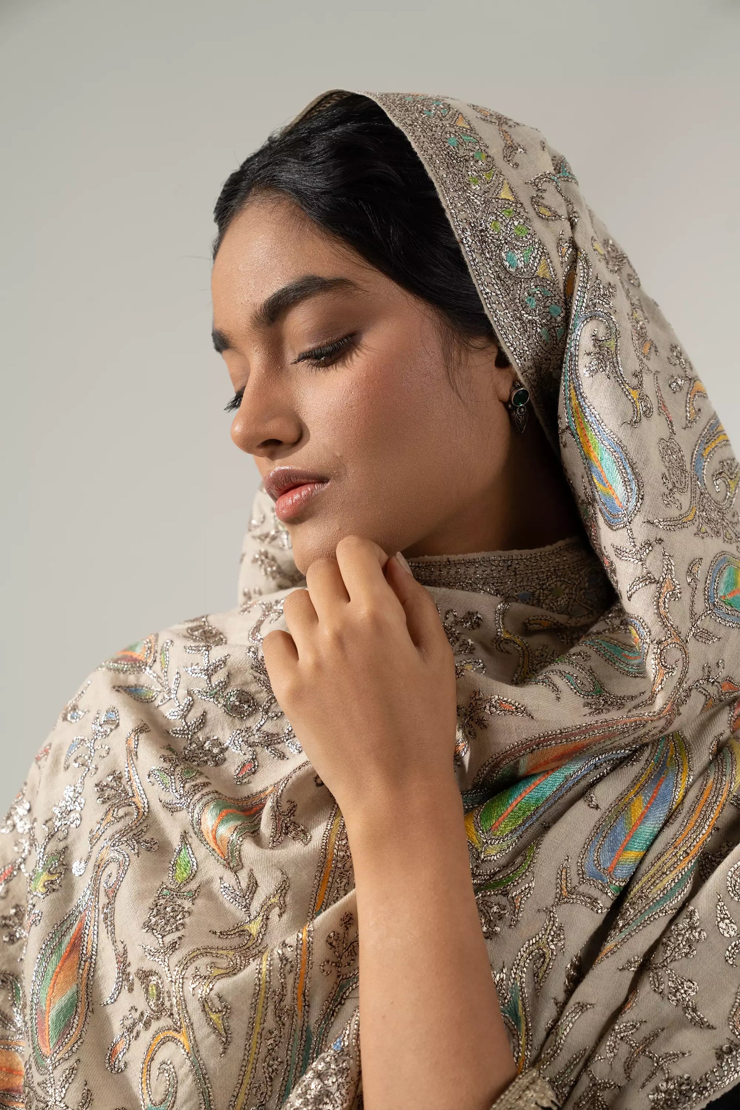 Tilla Embroidery Shawl  with Sozni Highlights  for Women