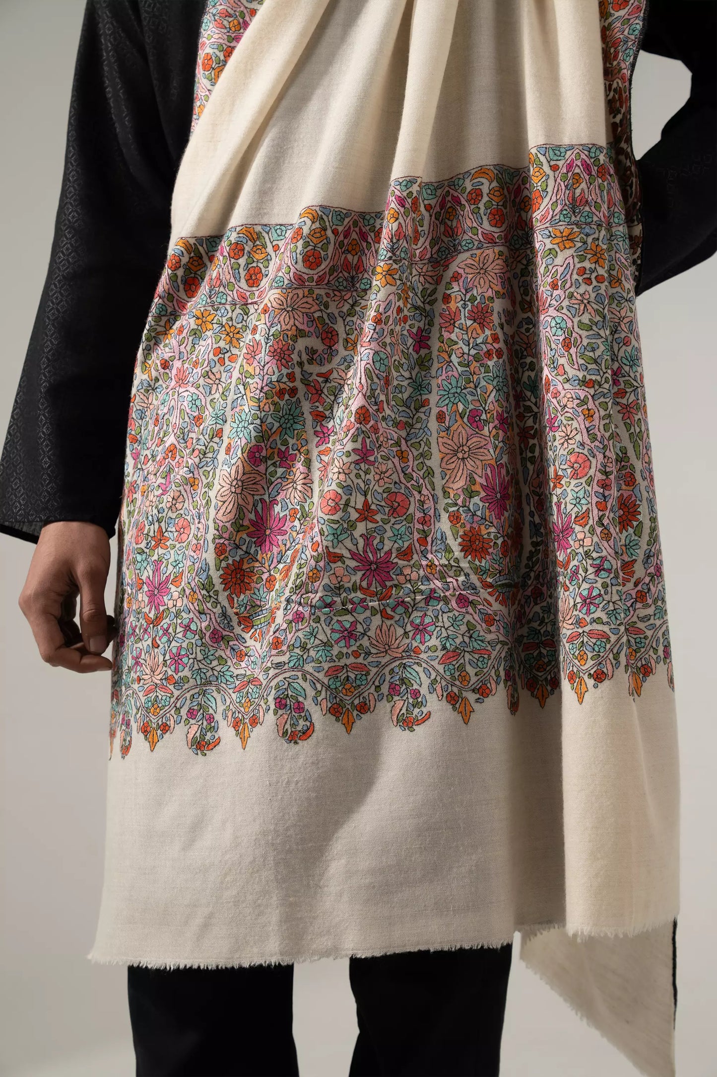 Paper Mache Shawl in Off White
