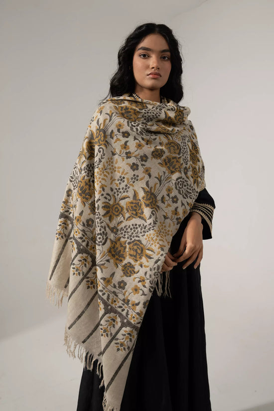 Kani Pashmina Shawl Black & Beige for Women