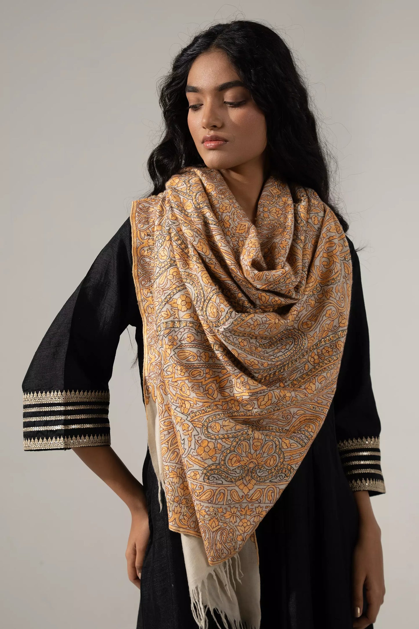 Paper Mache Shawl with Tilla Highlights