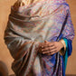 Men's Firozi and Purple Shaded Sozni Embroidery Shawl