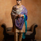 Men's Firozi and Purple Shaded Sozni Embroidery Shawl