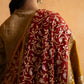 Double Shaded Red and Mustard  Tilla Embroidery Shawl for Women