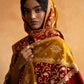 Double Shaded Red and Mustard  Tilla Embroidery Shawl for Women