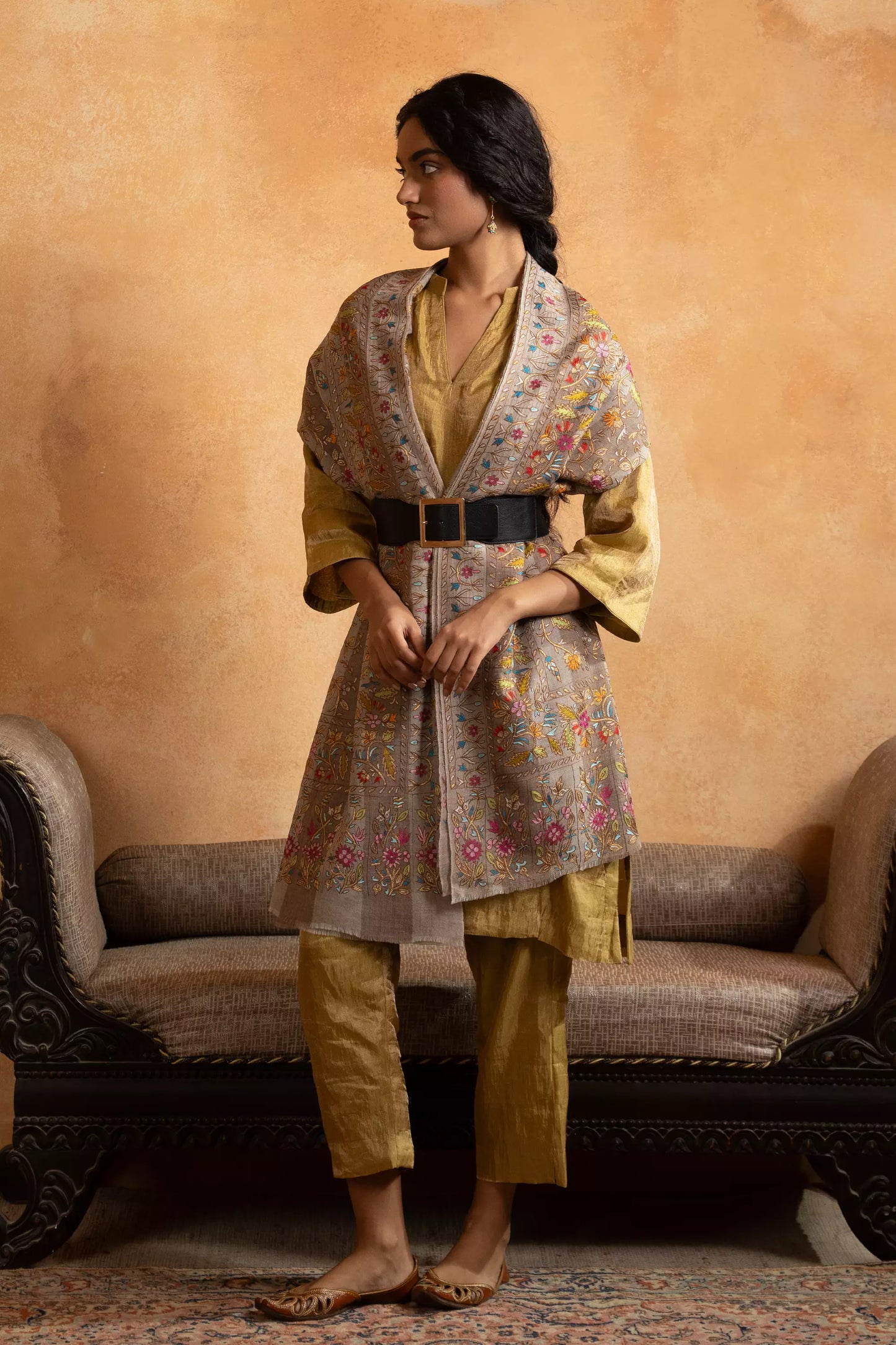 Kasabkari Shawl with Tilla Embroidery