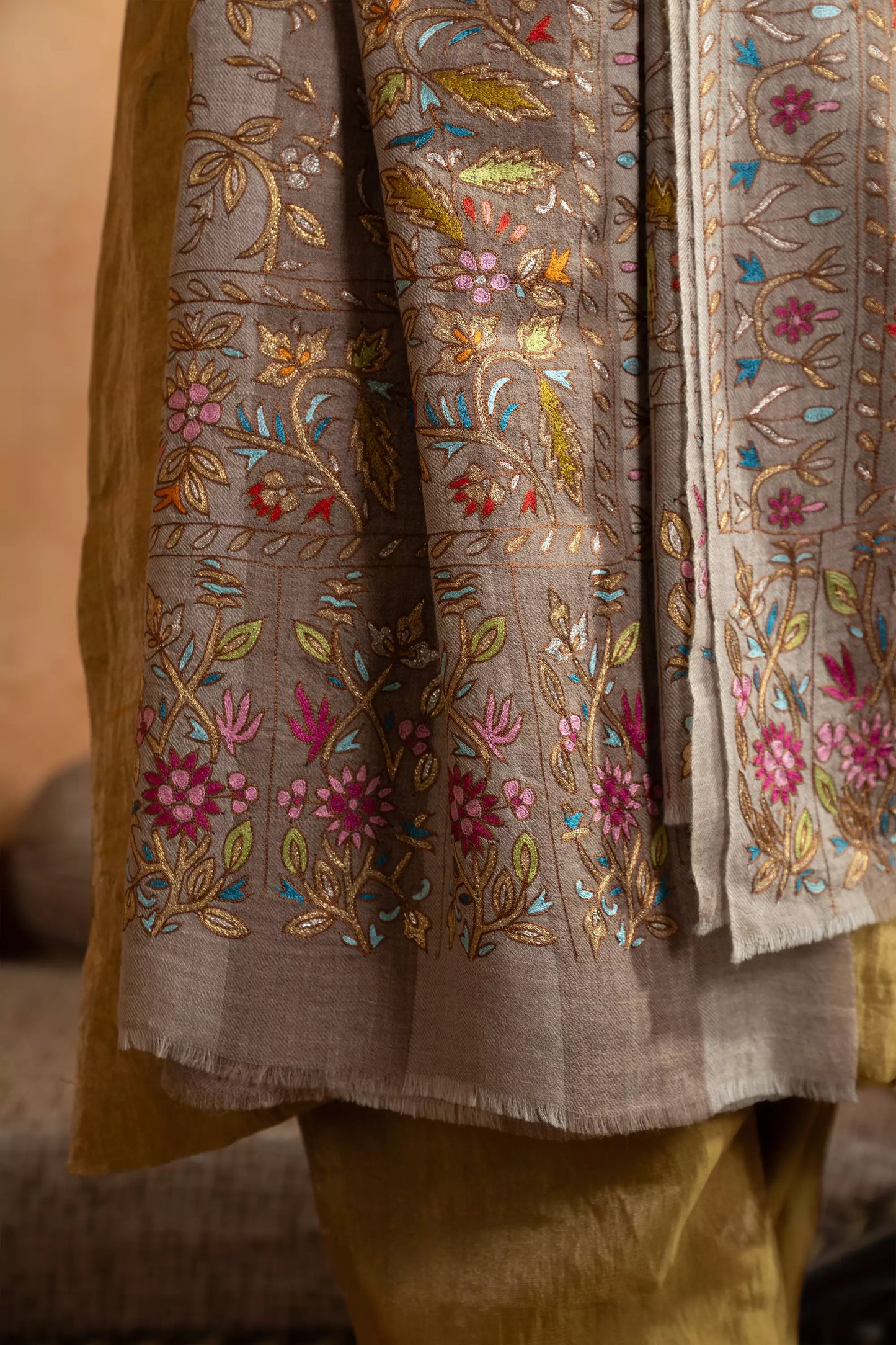 Kasabkari Shawl with Tilla Embroidery