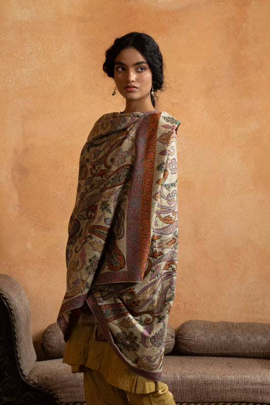 Kalamkari Jamawar with Sozni Embroidery