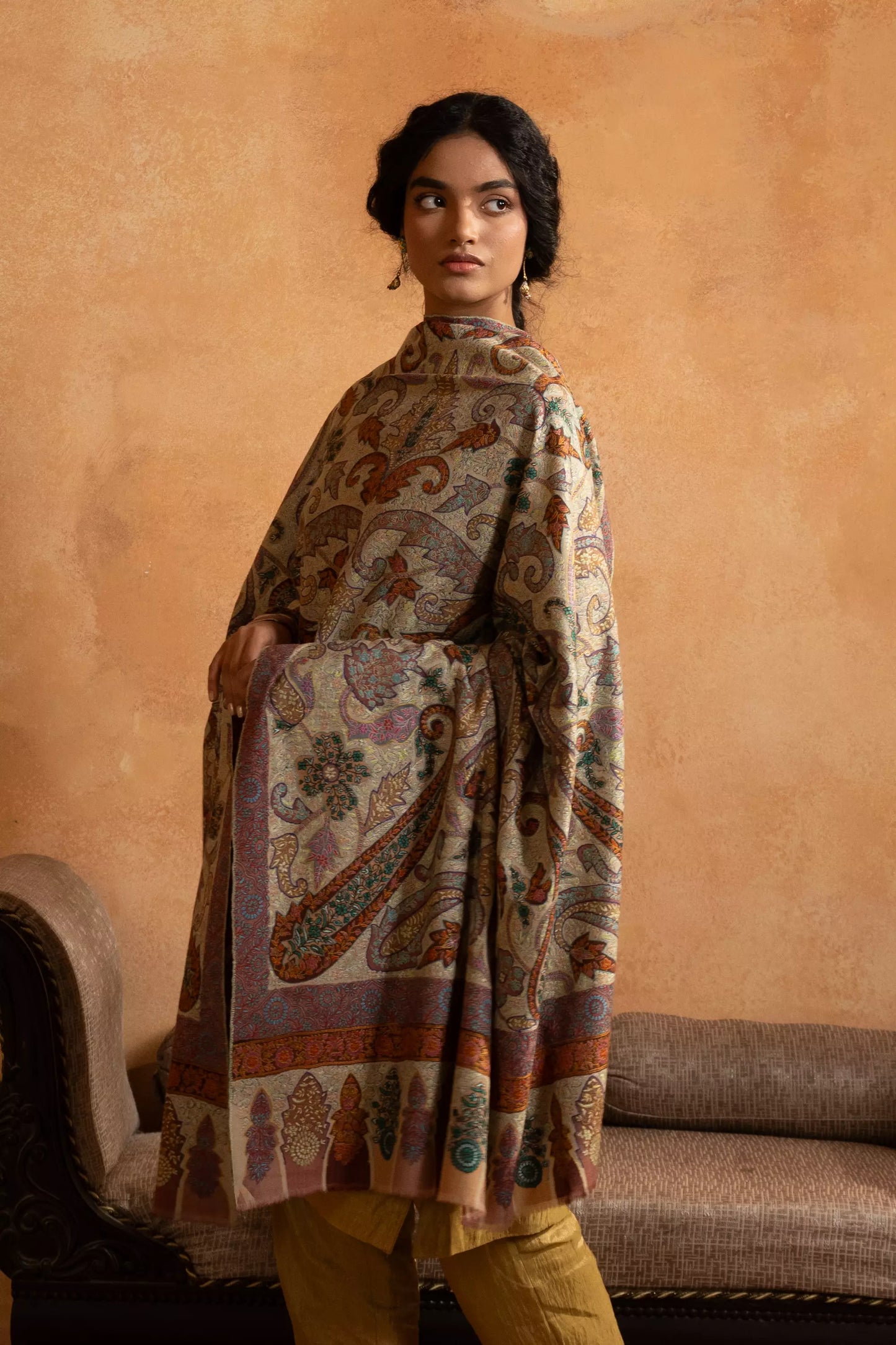 Kalamkari Jamawar with Sozni Embroidery