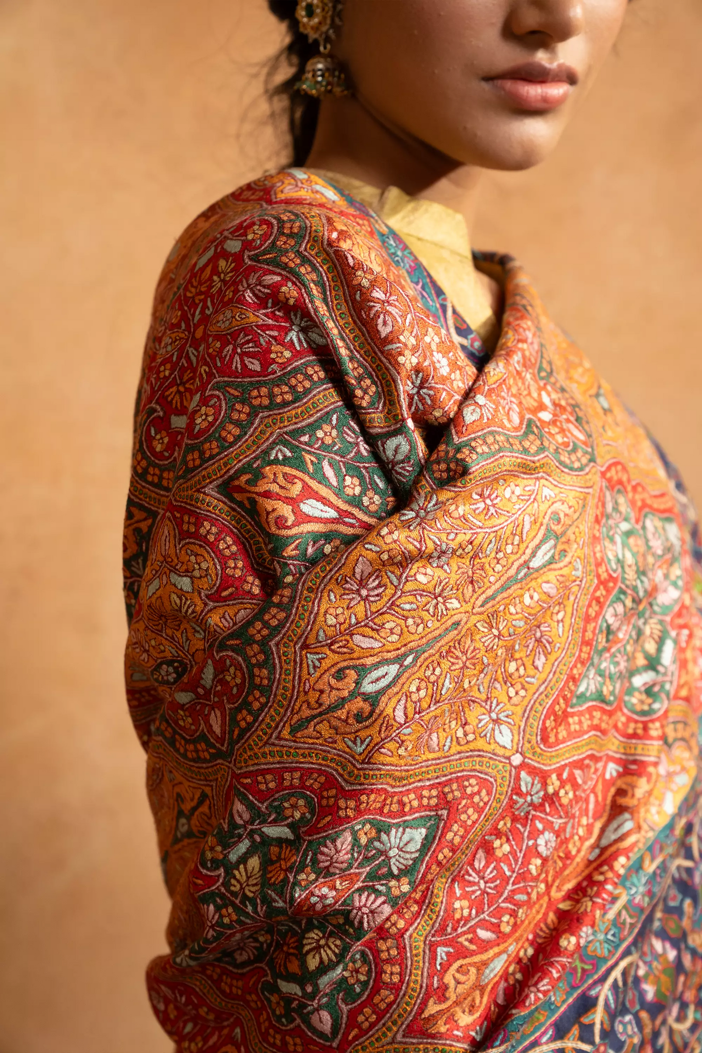 Pashmina Jamawar with Kalamkari Border