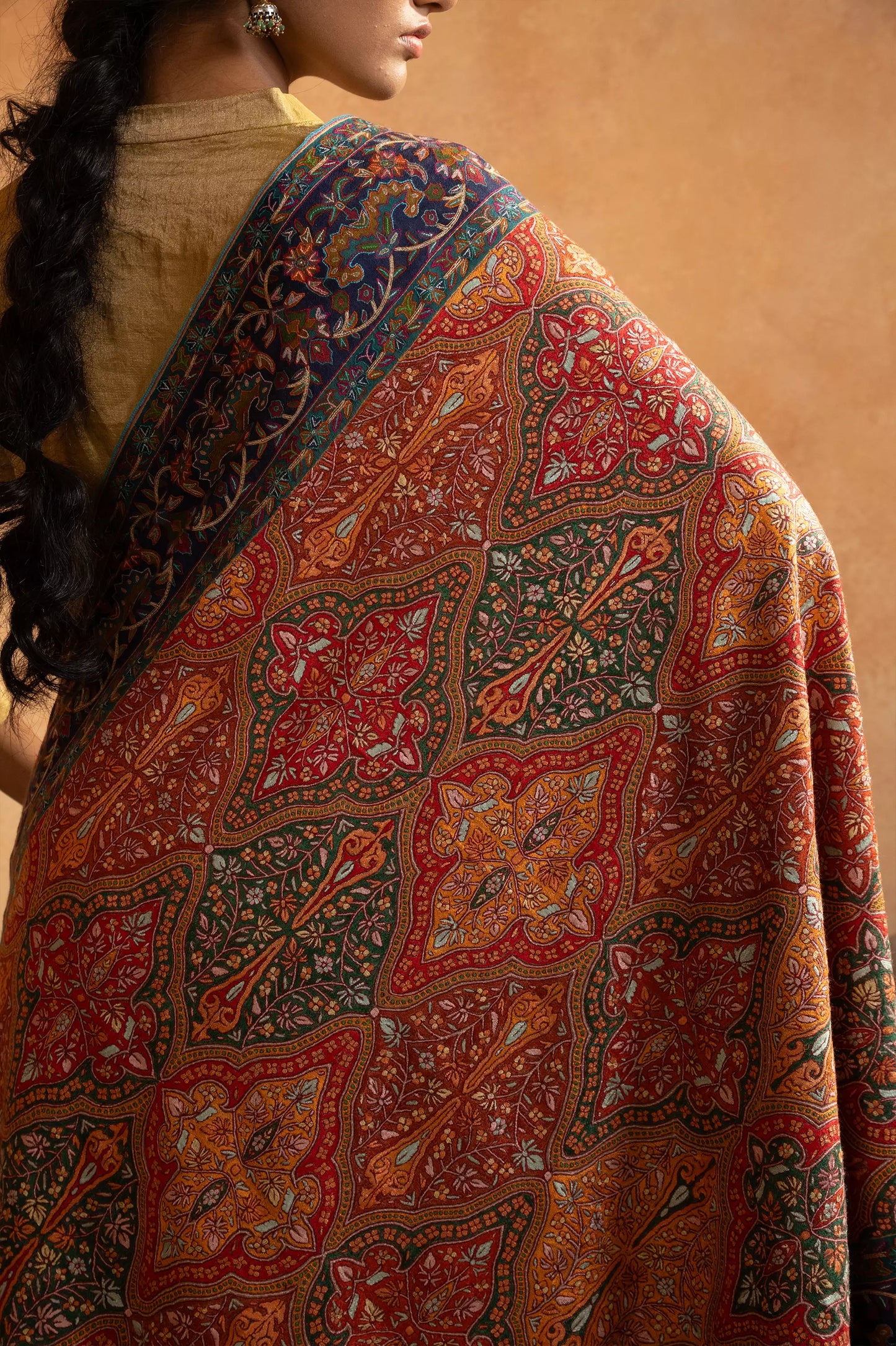 Pashmina Jamawar with Kalamkari Border