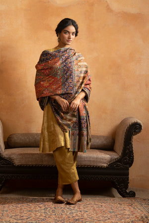 Pashmina Jamawar with Kalamkari Border