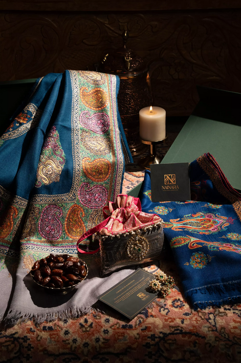 Pashmina Tilla Border Ladies Royal Blue
