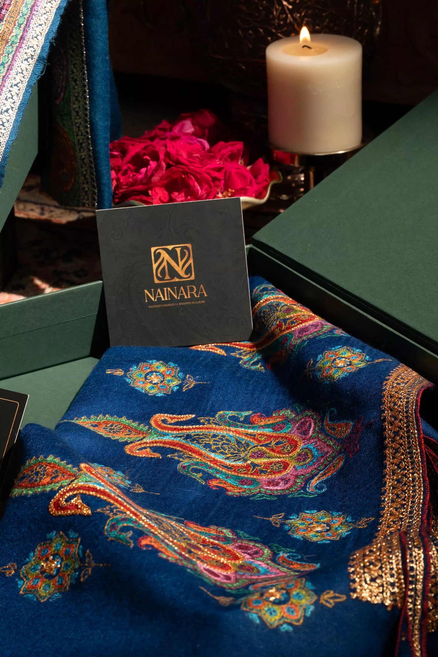 Pashmina Tilla Border Ladies Royal Blue