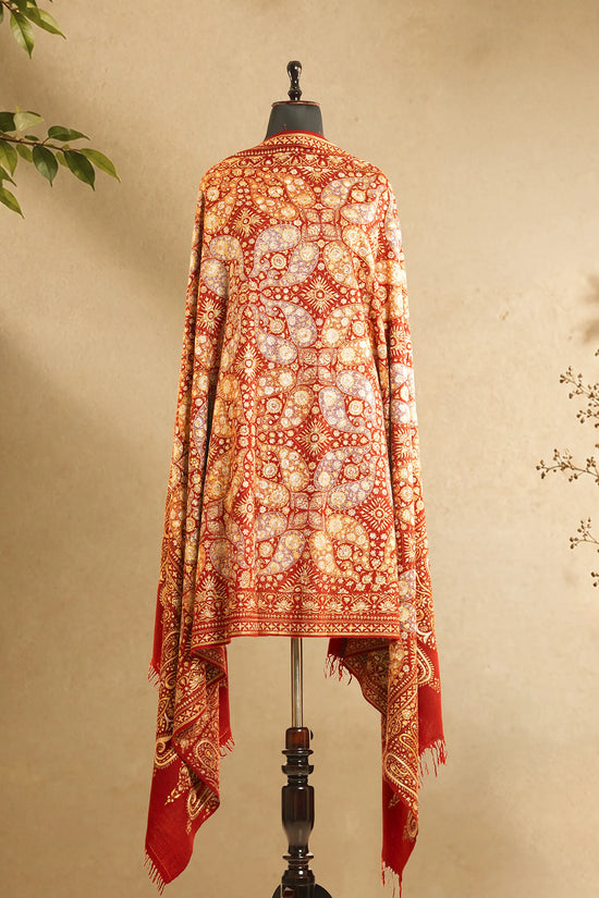 Crimson Red Kasabkari Zari Pashmina Shawl
