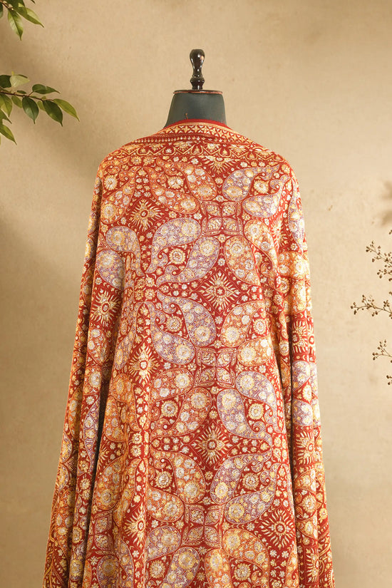 Crimson Red Kasabkari Zari Pashmina Shawl