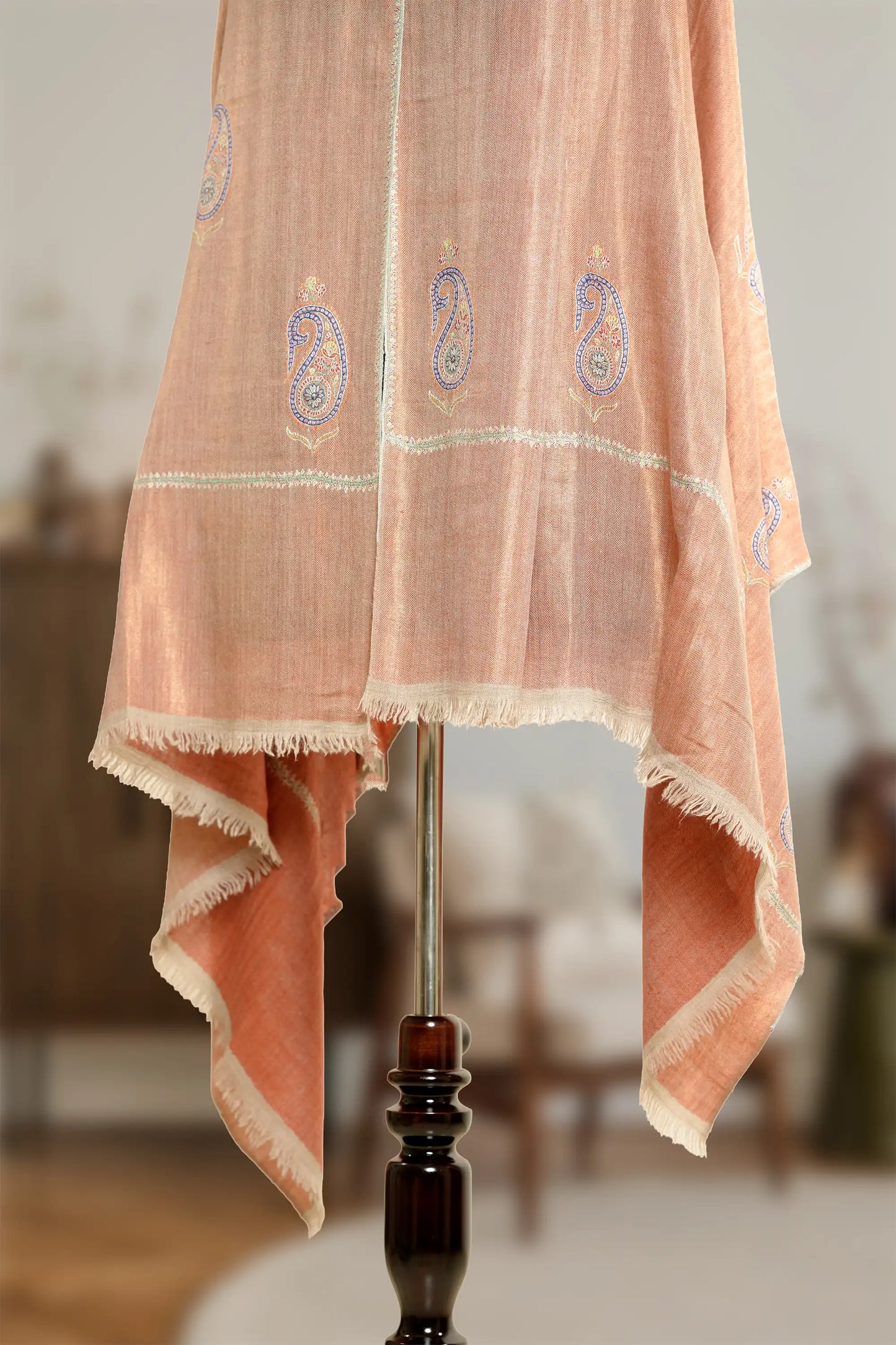 Silver and Rust Double Shaded Stole with Tilla Work