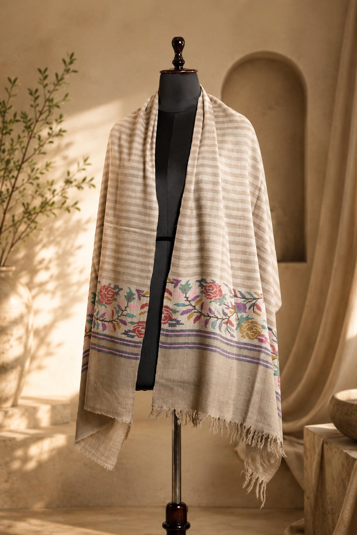 Striped Kani Border Stole