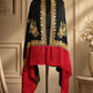 Black Tilla Shawl with Red Border
