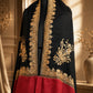 Black Tilla Shawl with Red Border