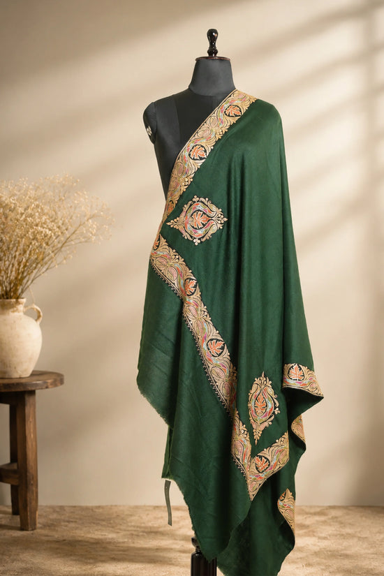 Tilla Embroidery Border Shawl with Sozni Highlights